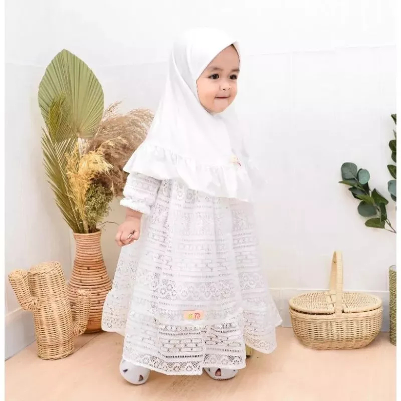Gamis anak FATIMAH / Gamis Brokat Tille Gamis Anak Bayi Usia 1-3 Tahun / Baju Gamis Anak Perempuan /