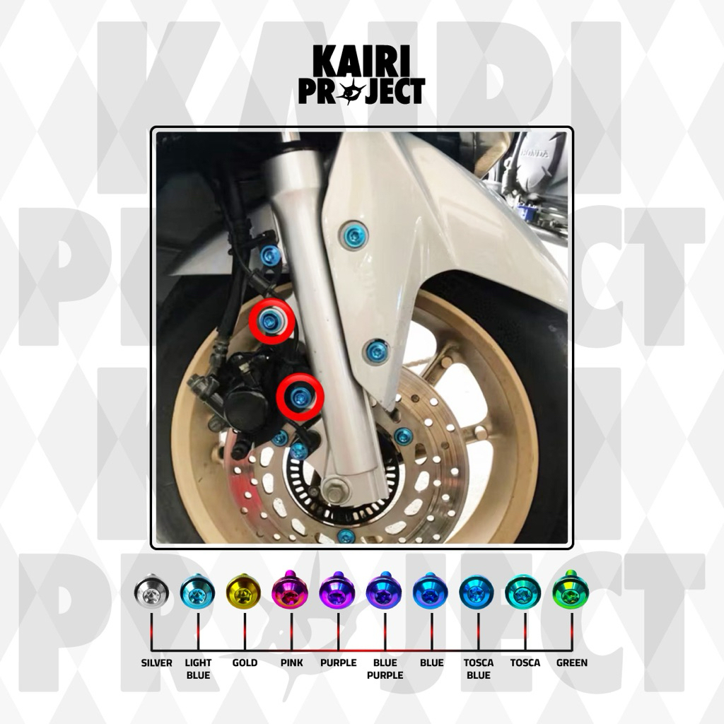 Baut titanium set kaliper depan mio.aerox,nmax