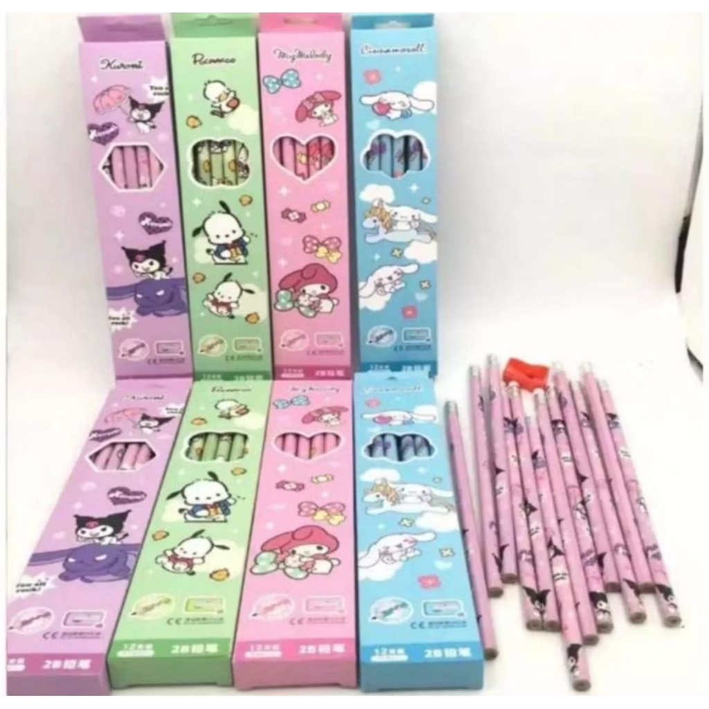 

[ 12pcs ] Pensil 2B HB Karakter / Pensil Set isi 12 Pcs / Pensil 2B Kartun Lucu isi 12 Pcs