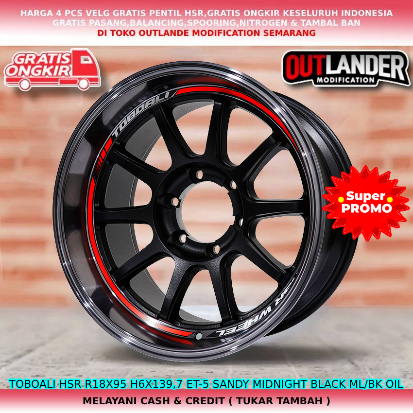 pelek lebar 9,5 lobang 6 untuk mobil Hilux Double Land Cruiser Prado Hardtop dll hsr toboali ring18