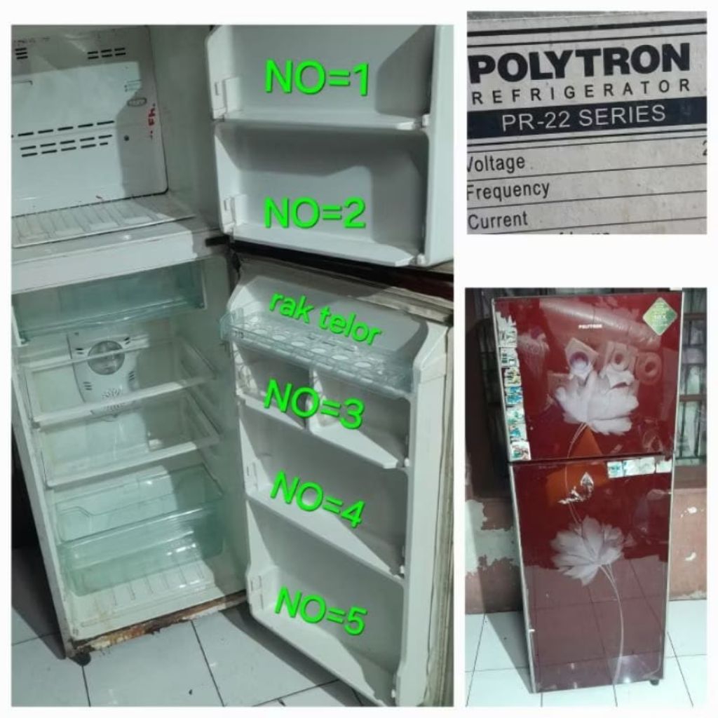 RAK KULKAS/rak botol bagian pintu kulkas POLYTRON PR-22/PR-18.original