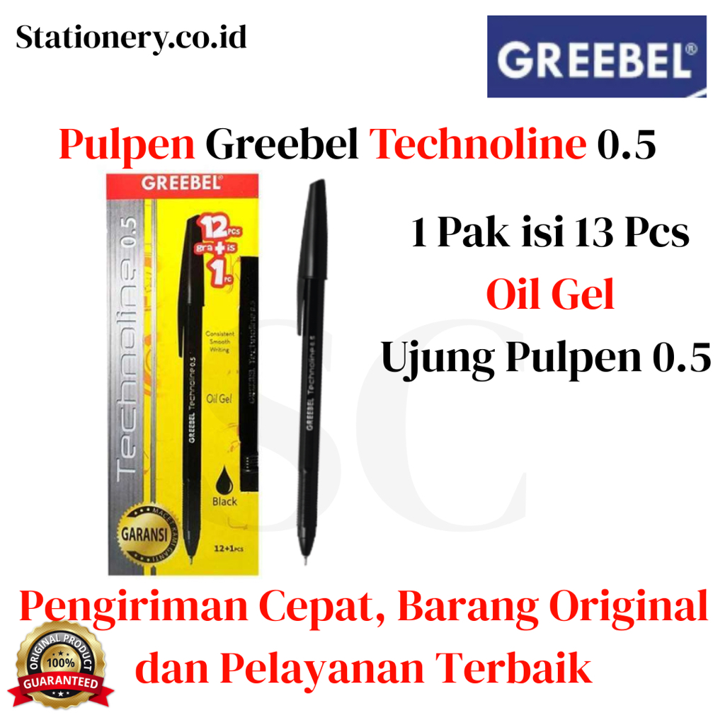 

Pulpen Greebel Technoline 0.5 12 + 1 Pas 1 Pak isi 13 Pcs