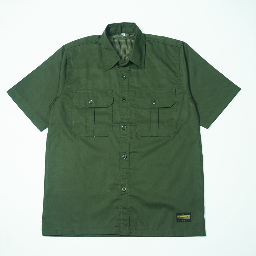 HMRHD Kemeja Workshirt Tactical Hijau Army Original Lengan Pendek Harian/Kantor/Lapangan/Outdoor