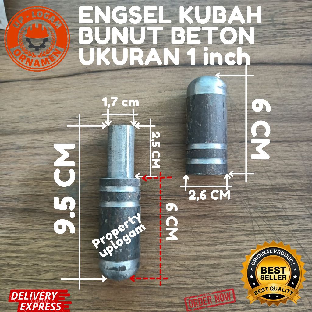 Engsel Bubut Beton Model Kubah  Ukuran 1 inch / Engsel Pintu Garasi / Engsel Pintu Gerbang