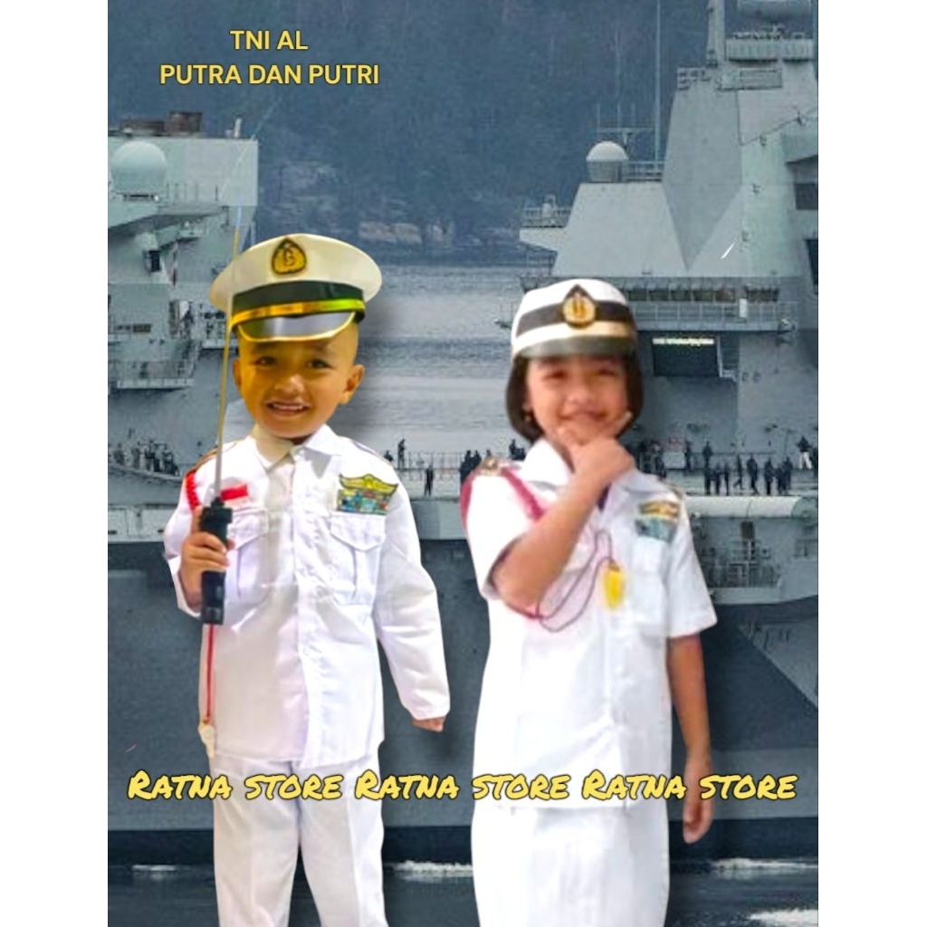 BAJU TNI AL putih anak putra dan putri/Kostum TNI AL putih anak cowok dan cewek /Baju TNI AL anak