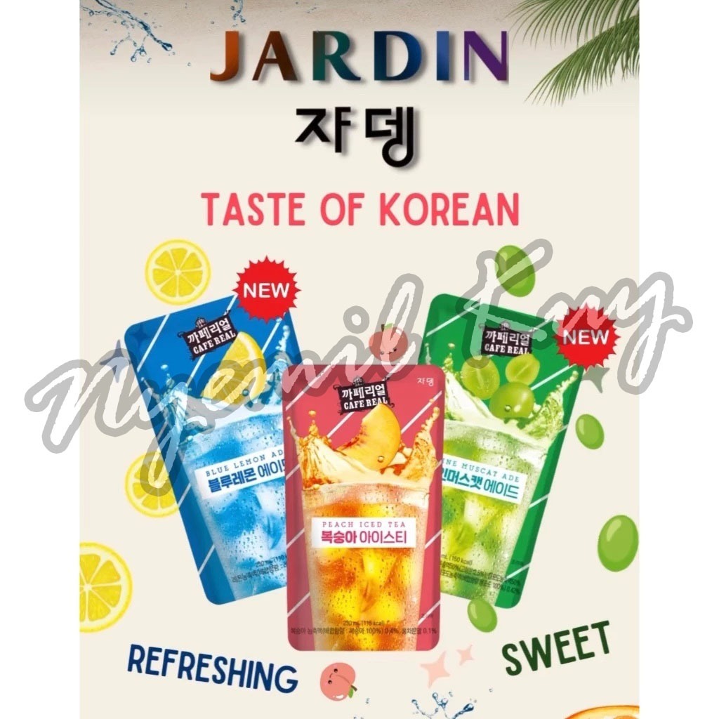 

JARDIN Korean Pouch Drink - 쟈뎅 Jardin Blue Lemon Ade Peach Iced Tea Shine Muscat Ade - Minuman Korea Berperisa Lemon Persik Anggur Putih 230ml