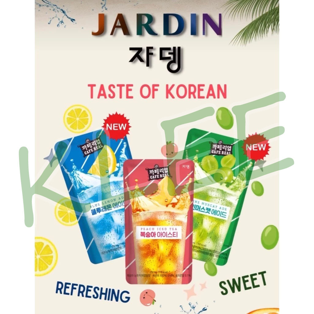 

JARDIN Korean Pouch Drink - 쟈뎅 Jardin Blue Lemon Ade Peach Iced Tea Shine Muscat Ade - Minuman Korea Berperisa Lemon Persik Anggur Putih 230ml