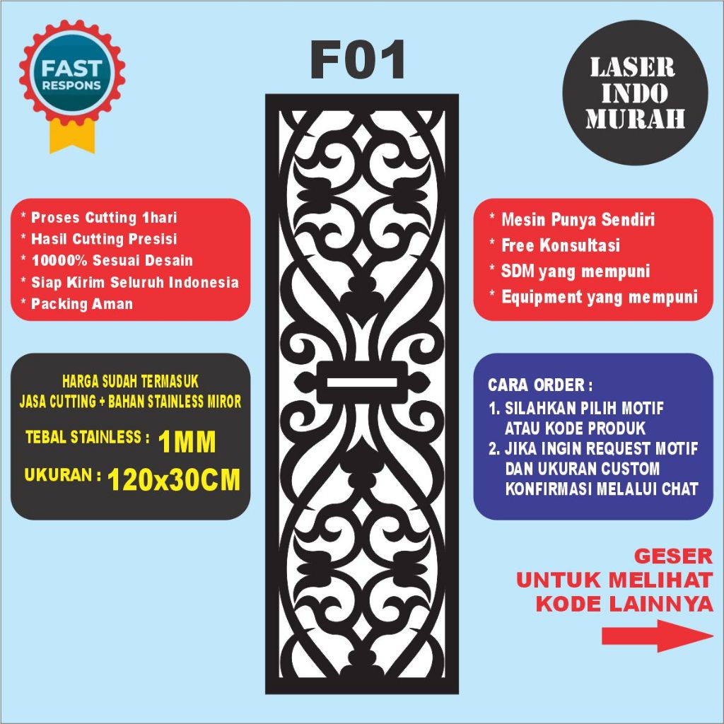 Laser Cutting Stainless 1mm | Pagar Plat Laser Cutting | Ornamen Pagar Laser Cutting