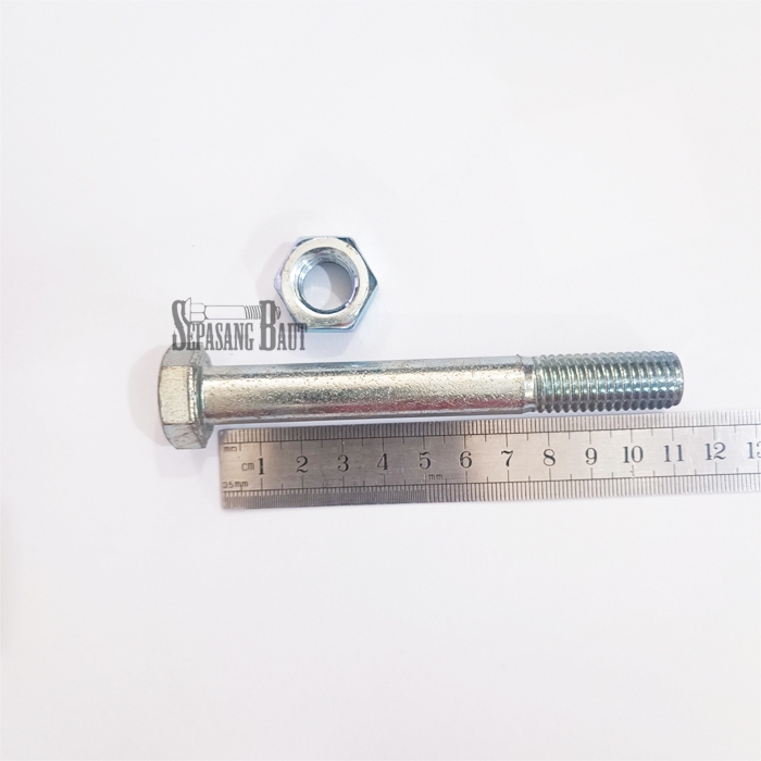 BMP M14 x 110 Baut Mur Putih Hexagon Galvanis M14x110
