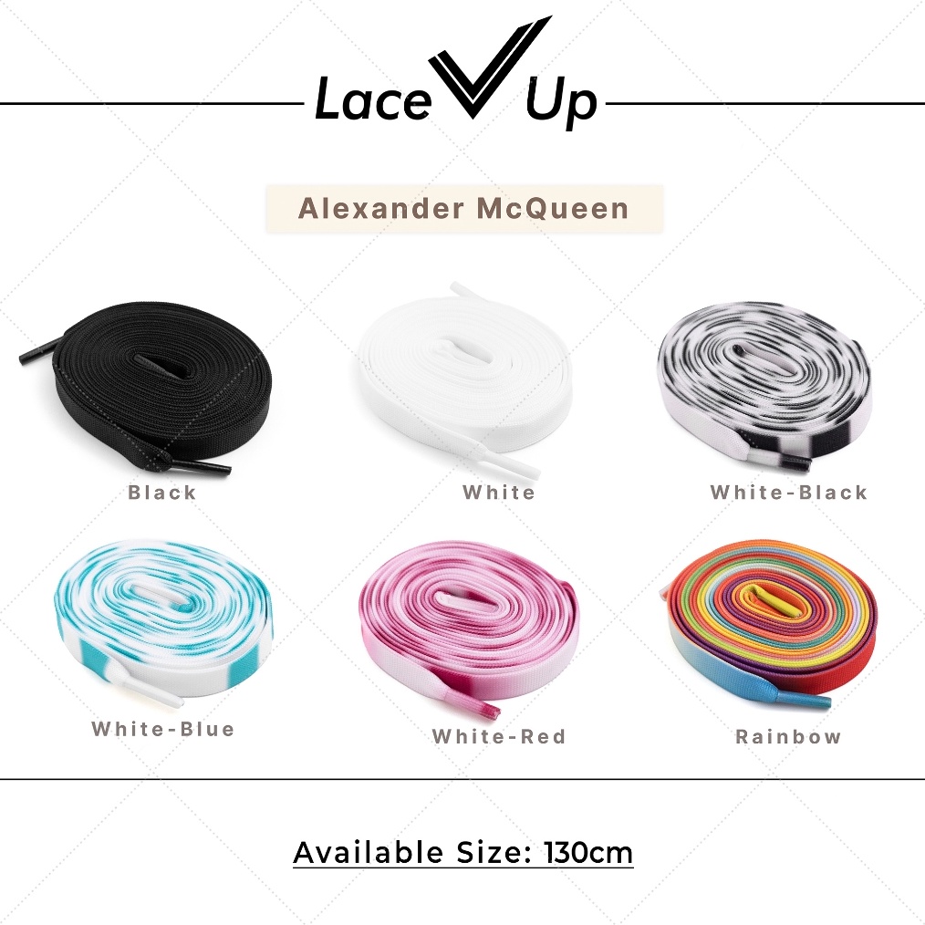 KODE D9P Tali Sepatu Alexander McQueen 12mm Flat Laces  Original Basic Color