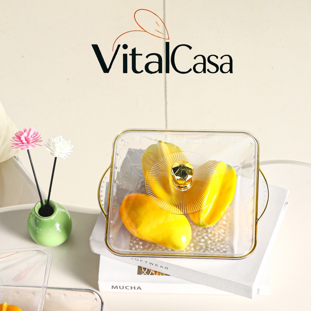 Produk Terbaru--- Aesthetic / Nampan Saji Dengan Tutup/Piring persegi transparan (dengan tutup)