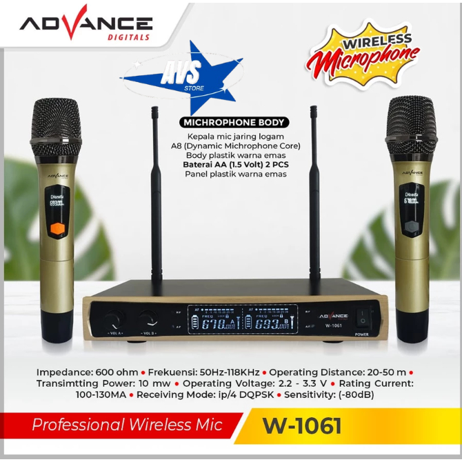 ADVANCE WIRELESS MICROPHONE W 1061 UHF WIRELESS