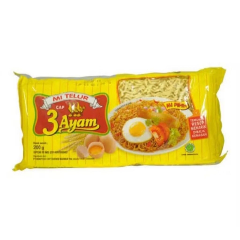 

Mie Telur Cap 3 Ayam 200gr