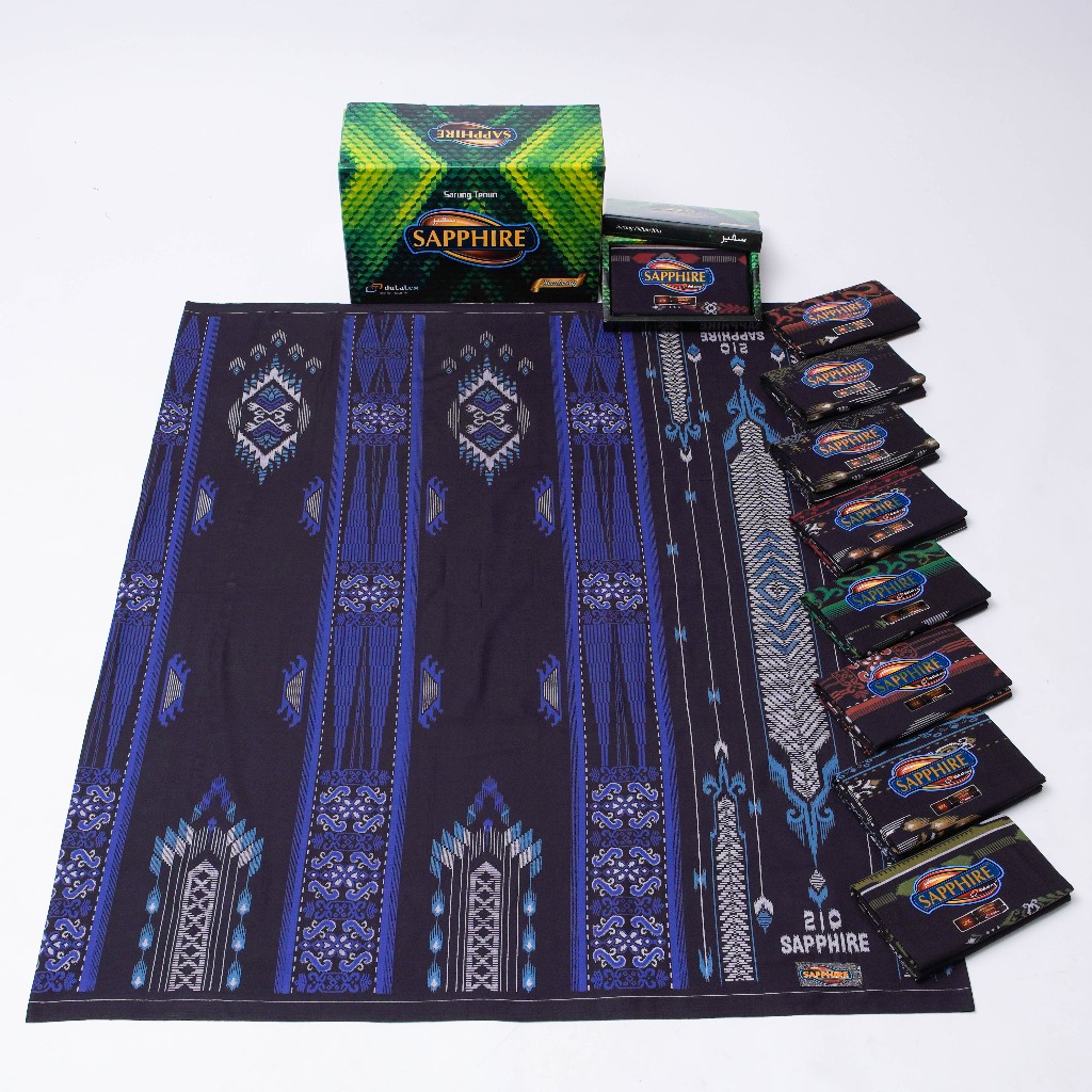 (Grosir Sarung 10 pcs) Sarung Sapphire Kembang SPK Hitam 1 Dus