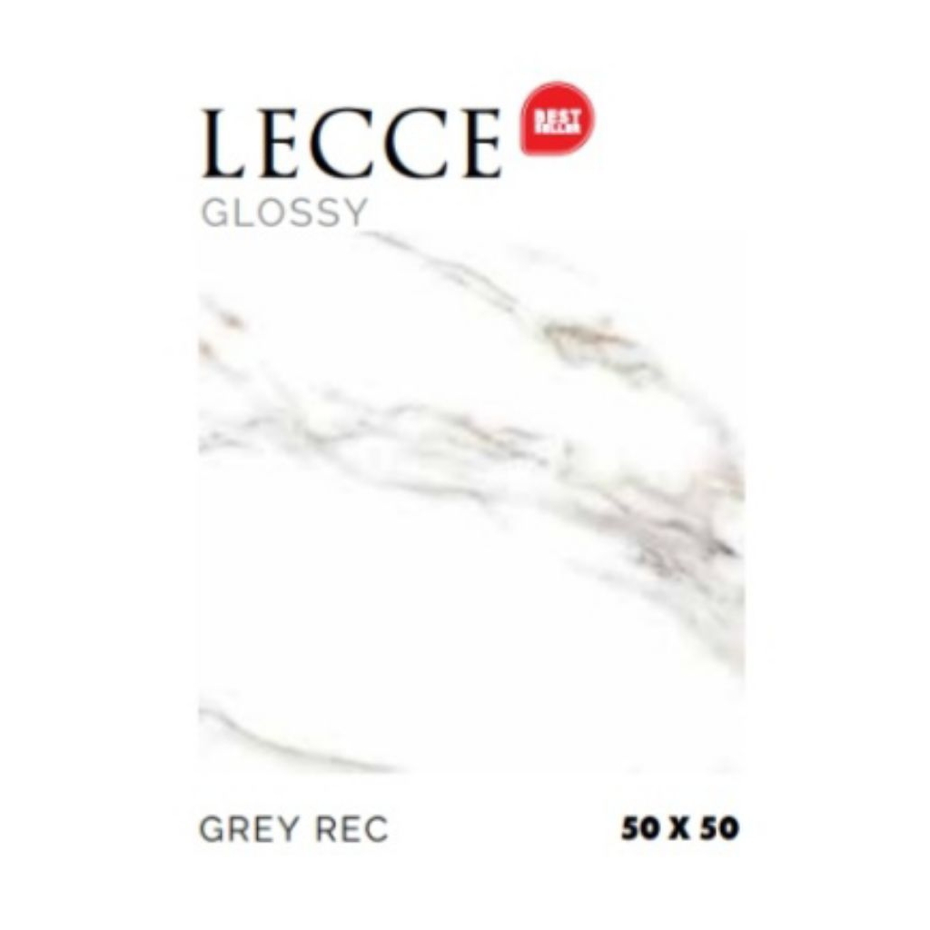 KERAMIK MERK PLATINUM TIPE LECCE GREY UKURAN 50X50 RECTIFIED CUTTING WARNA DASAR PUTIH CORAK MOTIF M