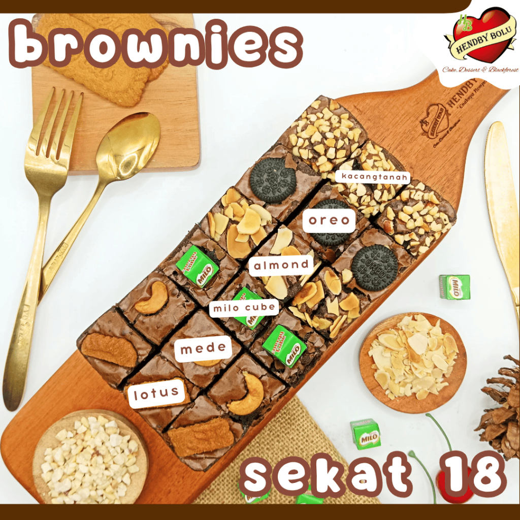 

Ssl09 Brownies Sekat / Brownis Skat 18 / Brownies Panggang Sekat Keju Kacang Mede Almond / Kue