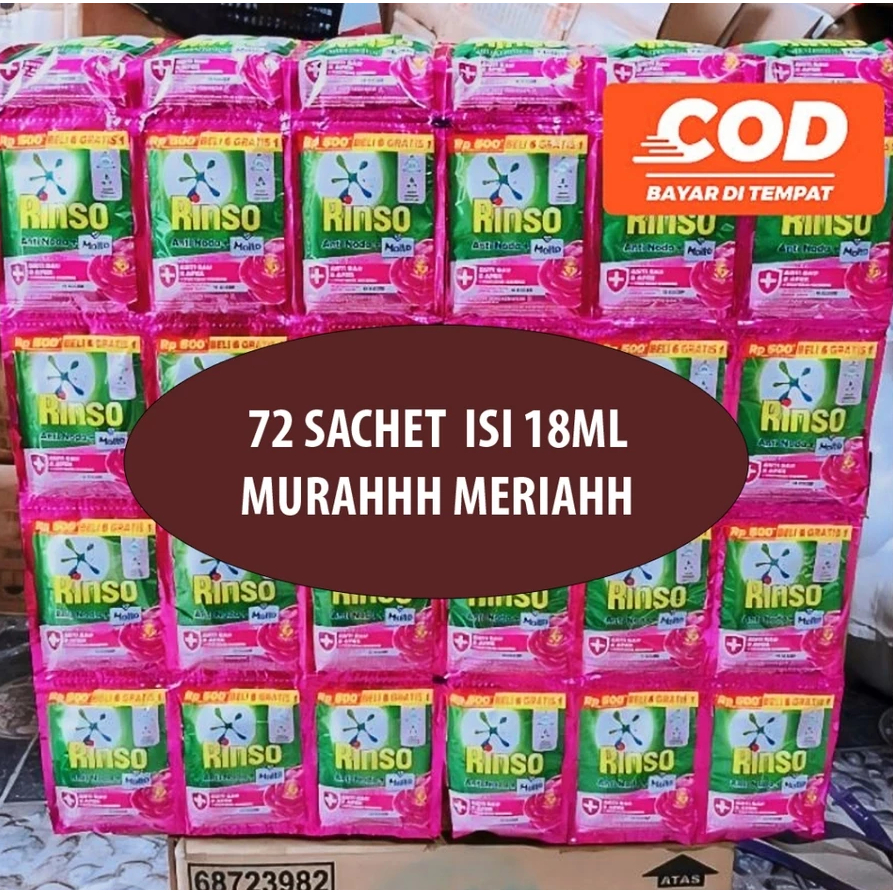 72 Sachet Rinso Cair Molto Liquid Anti Noda Termurah | Rinso Gope | Sabun Cair 500an | Rinso Cair Sa