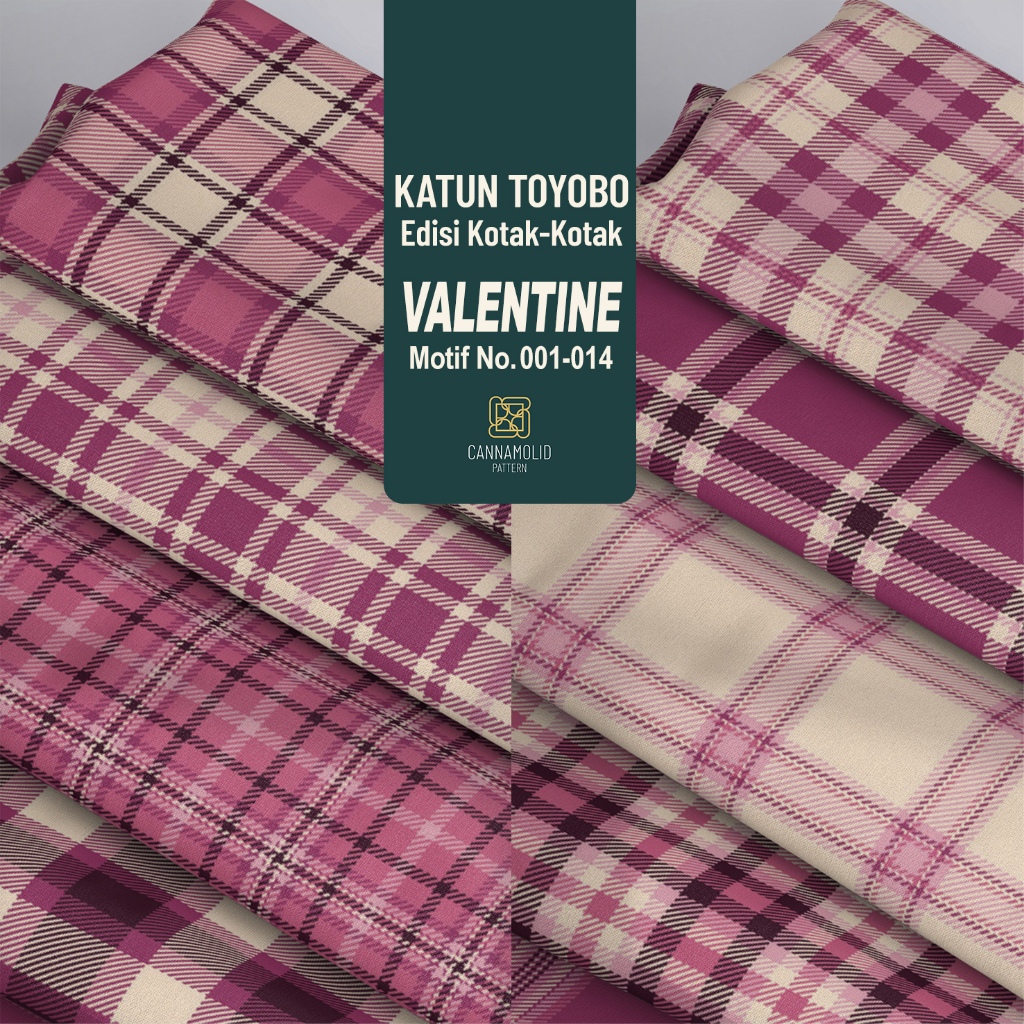 Kain Toyobo Motif Kotak-kotak Pink Tua | Lebar 145cm | Plaid VALENTINE 1-14