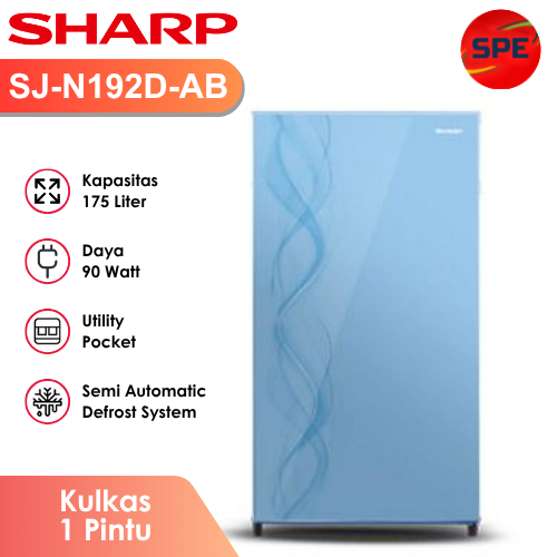 KULKAS 1 PINTU SHARP KAPASITAS 175 LITER SJ-N192D-AB / SJ-N192D-AP / SJ-N192D-AS GARANSI RESMI (MEDA
