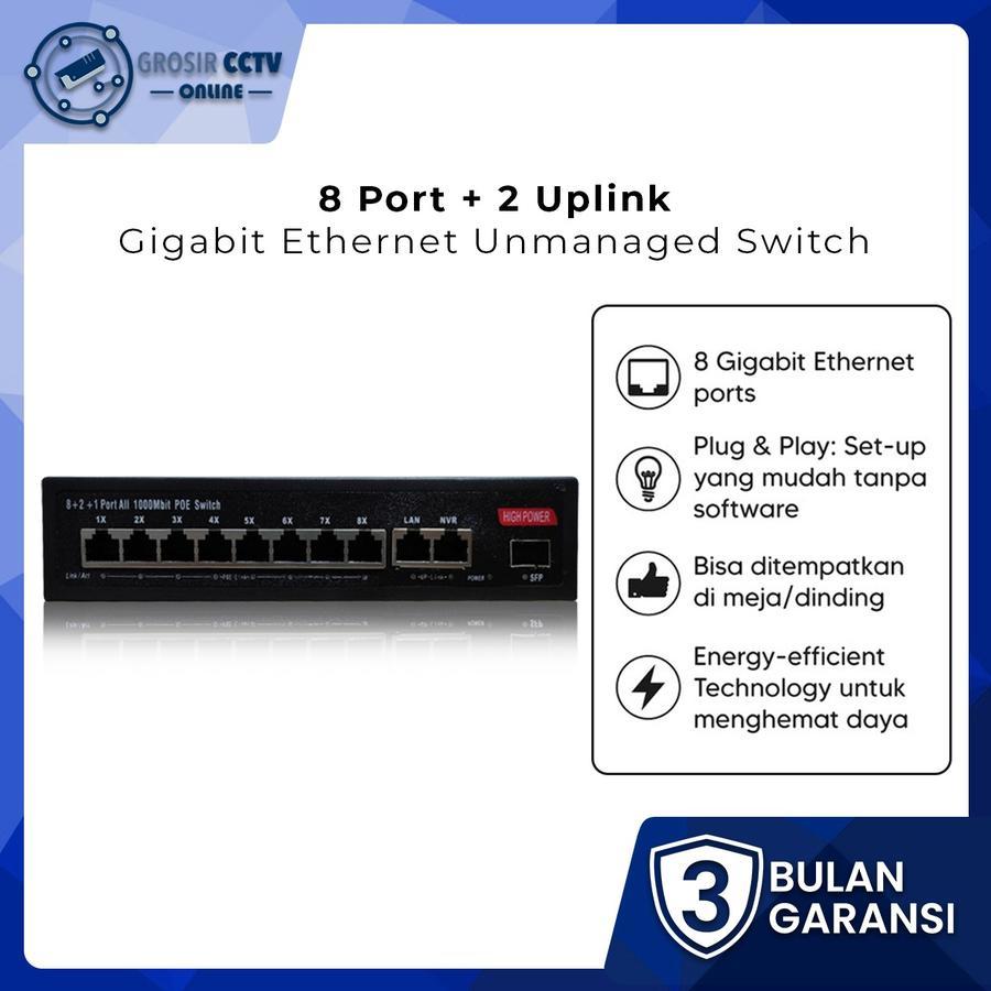 Switch POE Gigabit 8 Port + 2 Uplink & SFP / Switch POE 8 Port