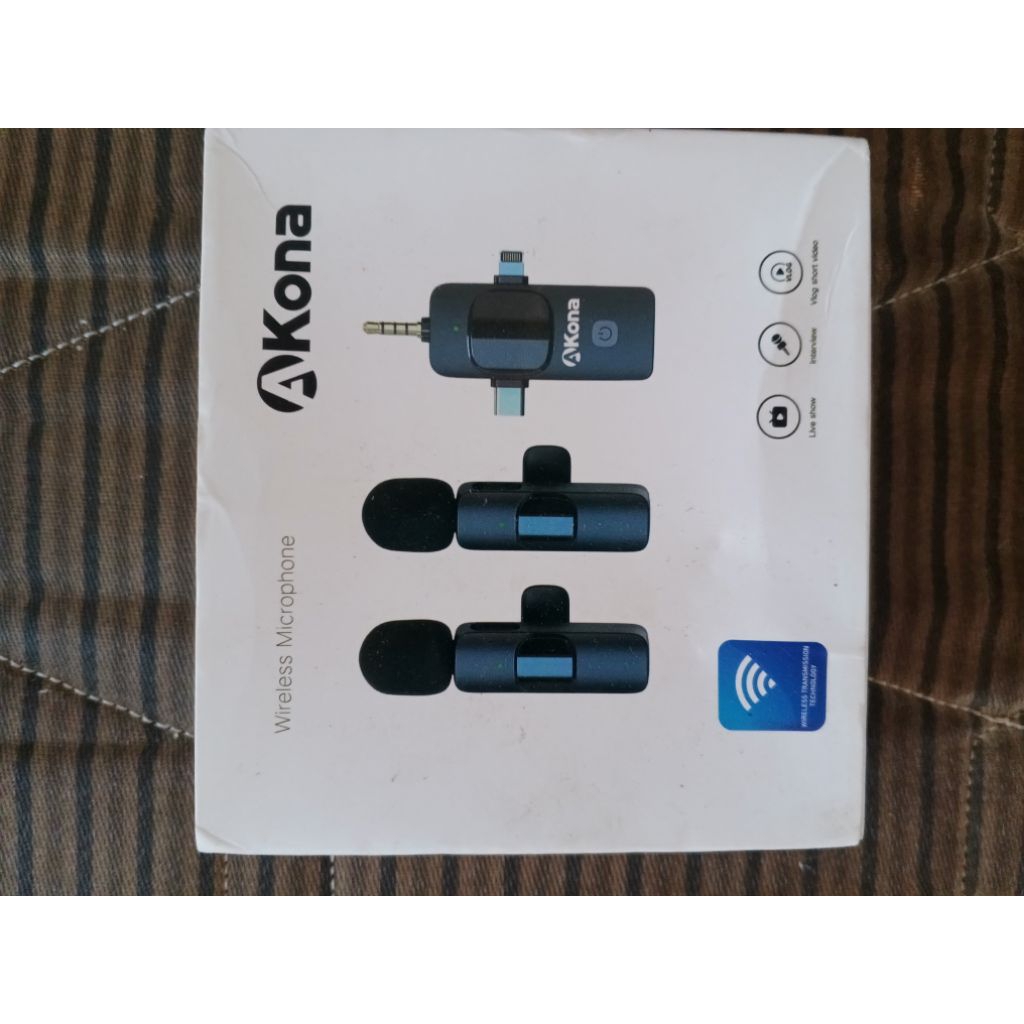 Akona 3 IN 1 Mic Wireless Clip On 2 Microphone Wireless Clip On Noise Reduction