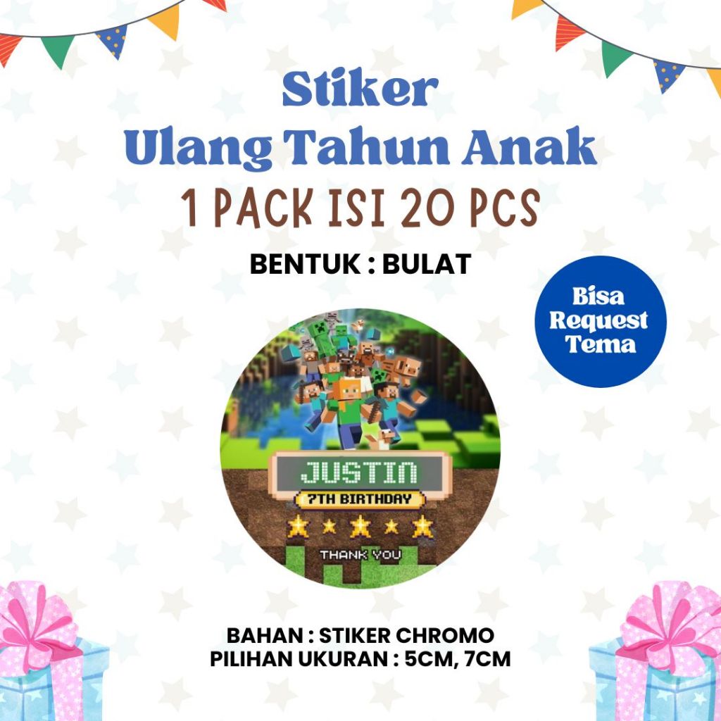 

[20 PCS] Custom Sticker Ulang Tahun Anak Stiker Ultah Anak Stiker Souvenir Ulang Tahun Anak Sticker Birthday - Isi 20