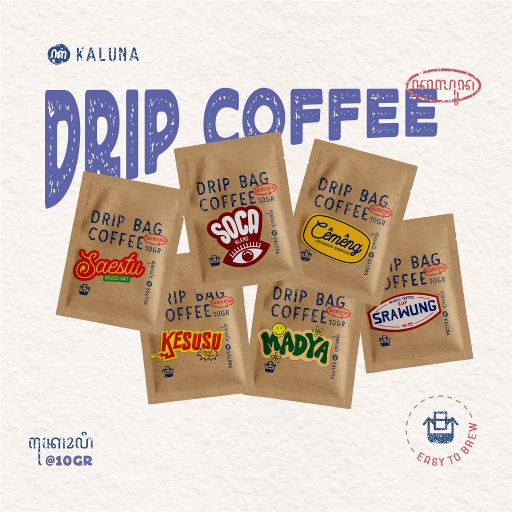 

Drip Bag Coffee Arabika Robusta Houseblend - Kaluna Kopi Filter Seduh Instan Tanpa Ampas