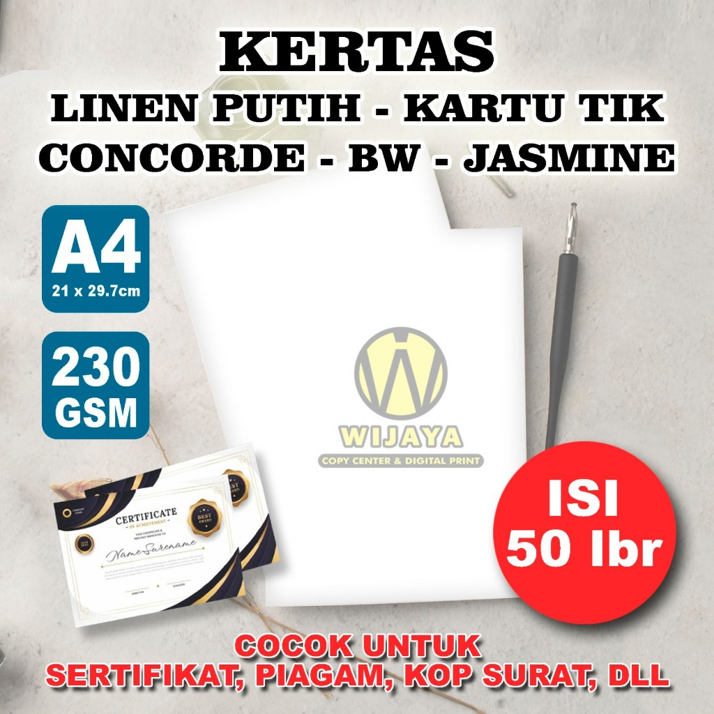 

Kertas Concorde Linen Jasmine Bw Tik