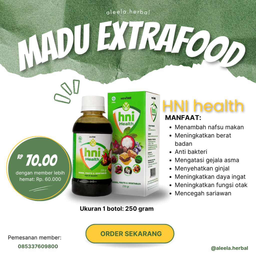 

HNI Health/Madu Extrafood 1 Botol 250 gram untuk Menjaga Kekebalan Tubuh