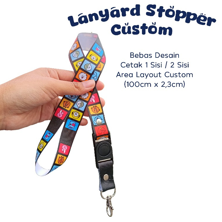 

Custom Lanyard Dengan Stopper Bebas Desain | Tali Lanyard Gantung ID / Card Tali Name Tag