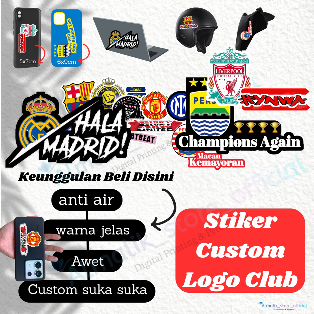 

Stiker Custom Logo Anti Air Club Bola Favorit Bisa Request Nama Tulisan Sendiri Di Sticker Casing