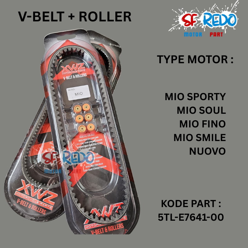 VANBELT V-BELT V BELT FANBEL MIO SPORTY MIO SMILE MIO SOUL MIO FINO NOUVO 5TL + ROLLER XWZ