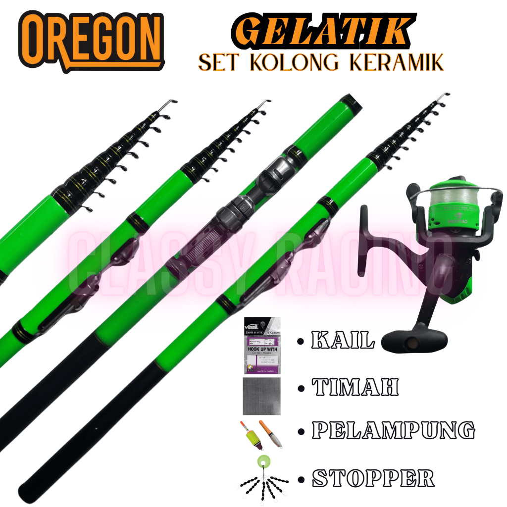 Joran Tegek Oregon Gelatik Set Kolong Ruas Pendek Lentur Kuat