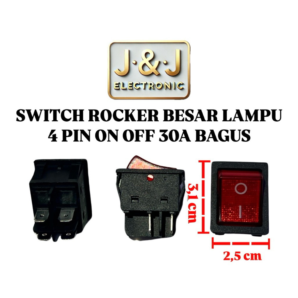 Saklar Switch Rocker Besar Lampu 4 Pin On Off 30A BAGUS / Switch M-800 Lampu 4 Pin On Off 30A BAGUS