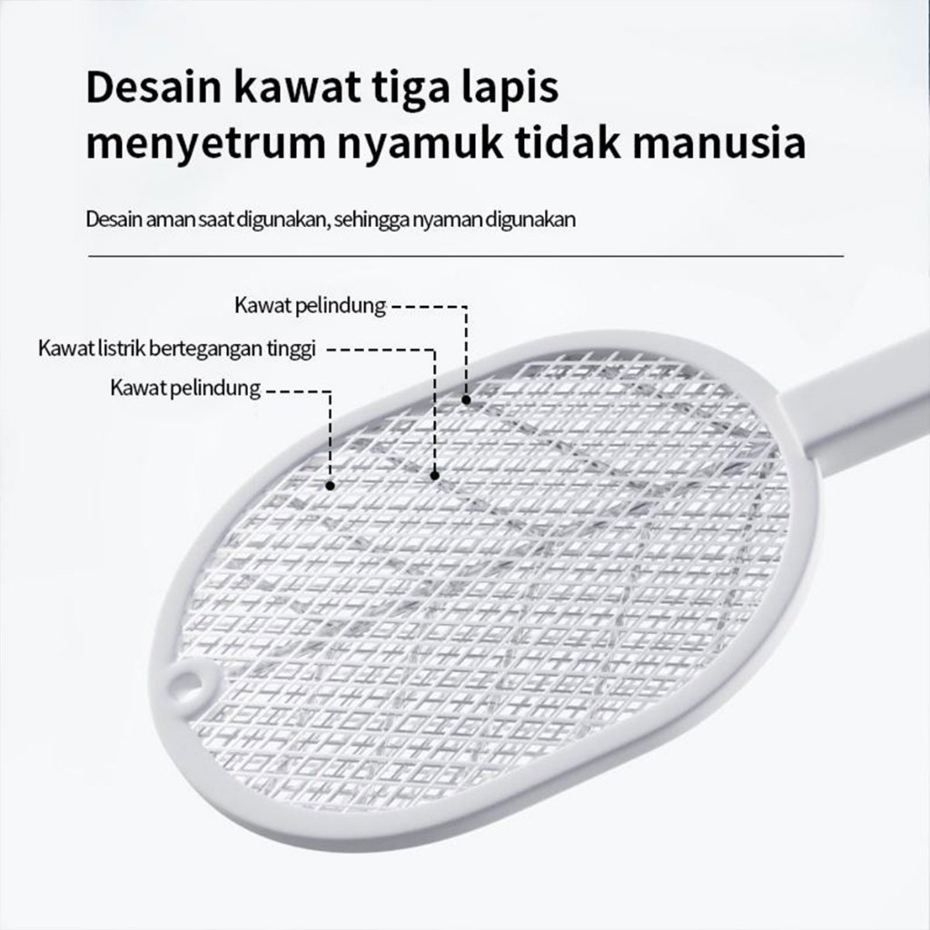 [COD] EZ Raket Nyamuk Raket Nyamuk Listrik 3in1 Charger USB Lampu Tidur Lampu Anti Nyamuk 3 Lapisan