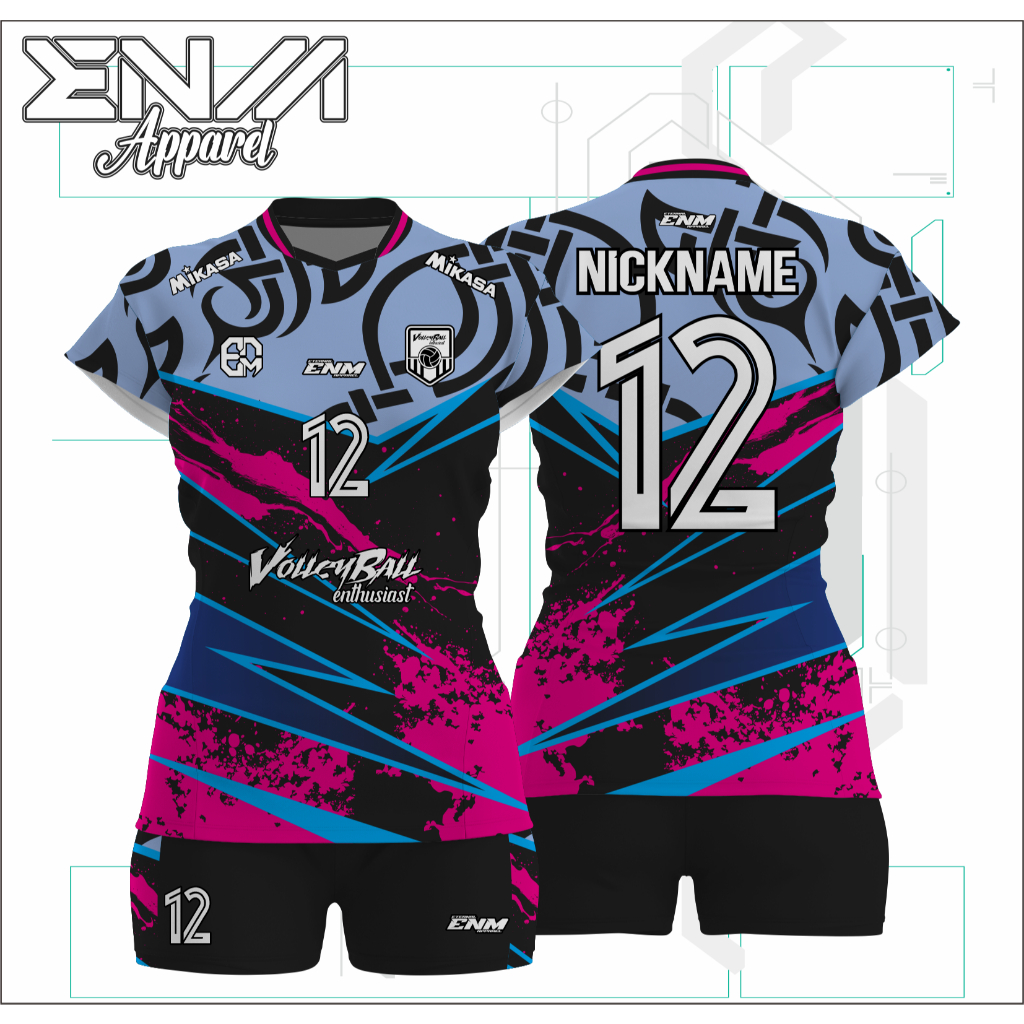 Jersey Volly Cewek SHATIN FIGHTERS Custom Baju Volly Cewek Full Print Set Jersey Voli Cutting Cewek 
