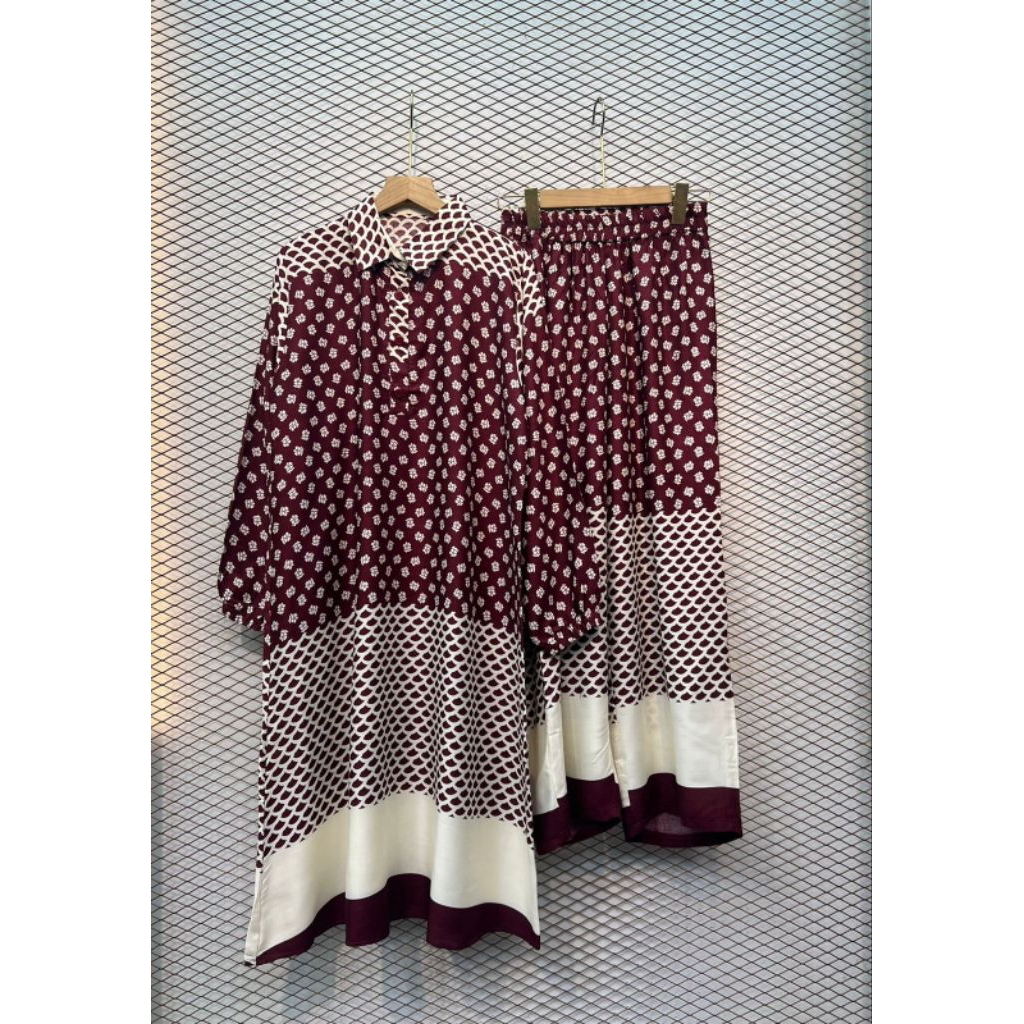 ONE SET KEMEJA TUNIK PLUS CELANA KULOT KATUN RAYON PREMIUM