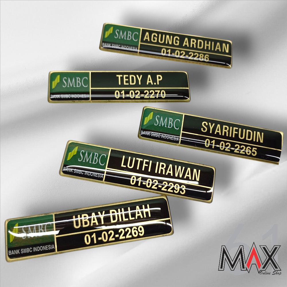 

Max61. Nama Dada Papan Nama Nametag Kuningan Akrilik Stainless Magnet Peniti Resin Clear