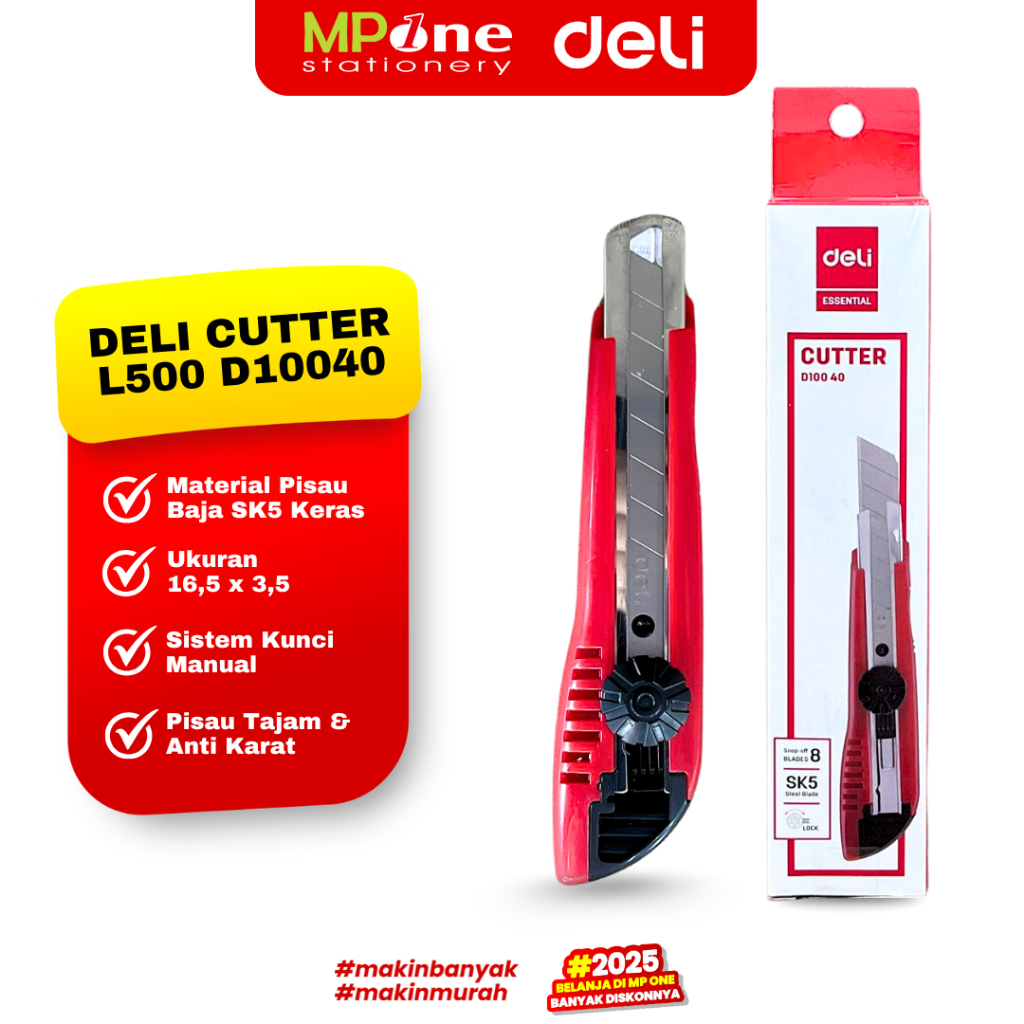 

Deli Cutter Besar L500 D10040 / Alat Pemotong Tajam / Cutter Knife DELI