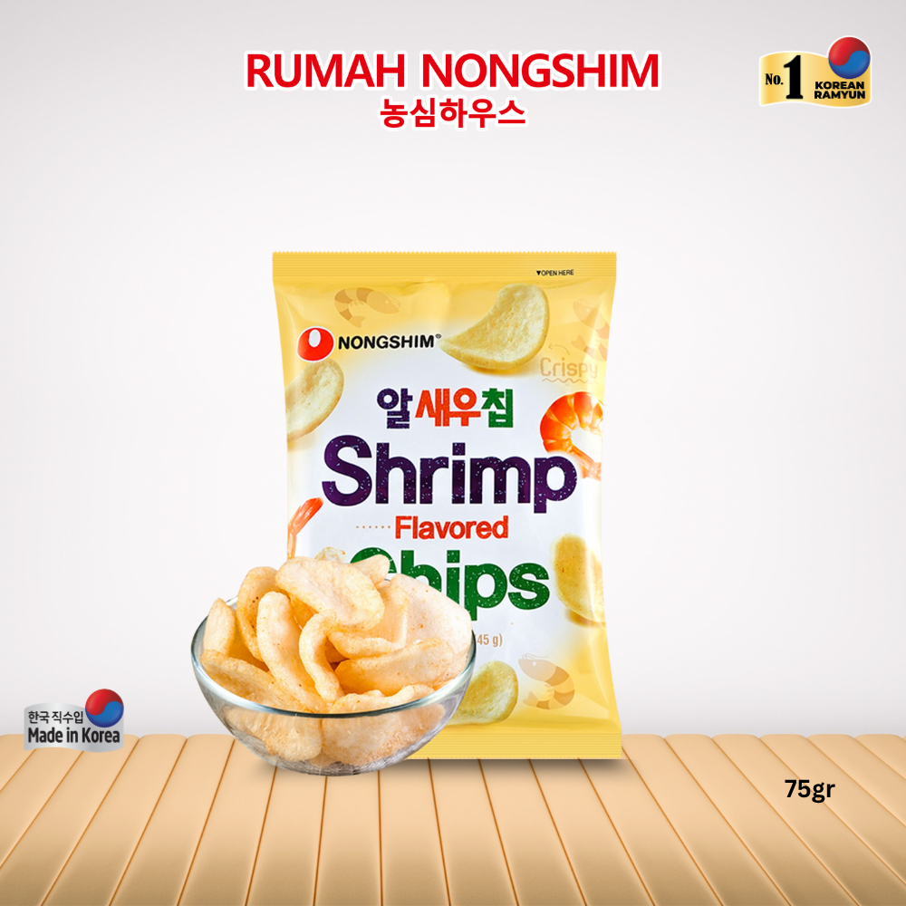 

Nongshim SHRIMP FLAVORED CHIPS 75 gram Snack Kerupuk Udang Asli dari Korea