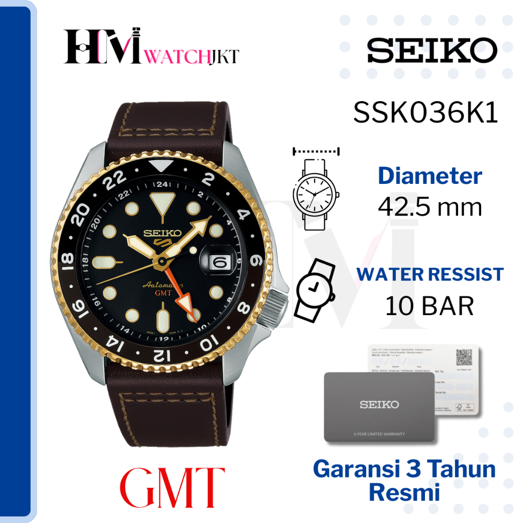 SEIKO 5 Sport GMT SSK036K1 Jam Tangan Pria Original Analog Automatic GMT Antiair