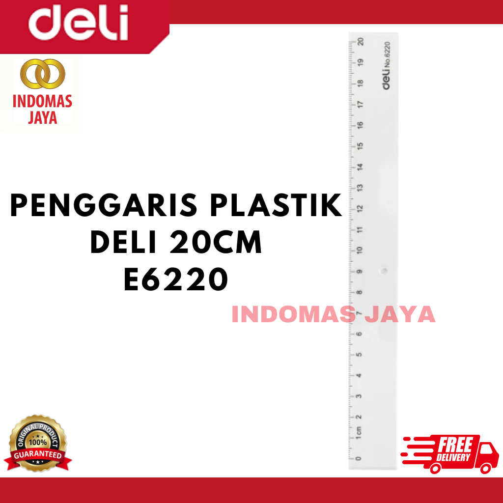 

Deli E6220 Penggaris Kualitas tinggi tranparant pengukuran akurat 20cm