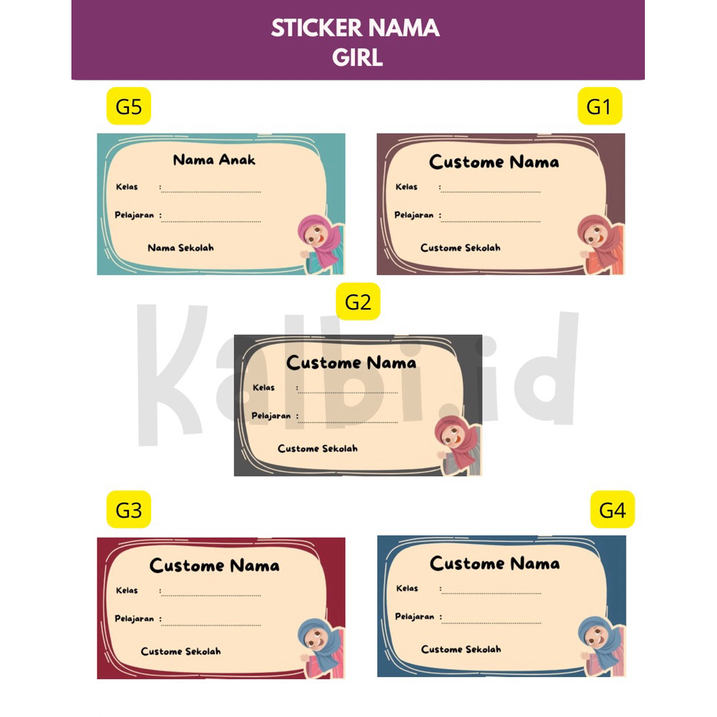 

Sticker Nama Girl (ukuran 7x4cm)