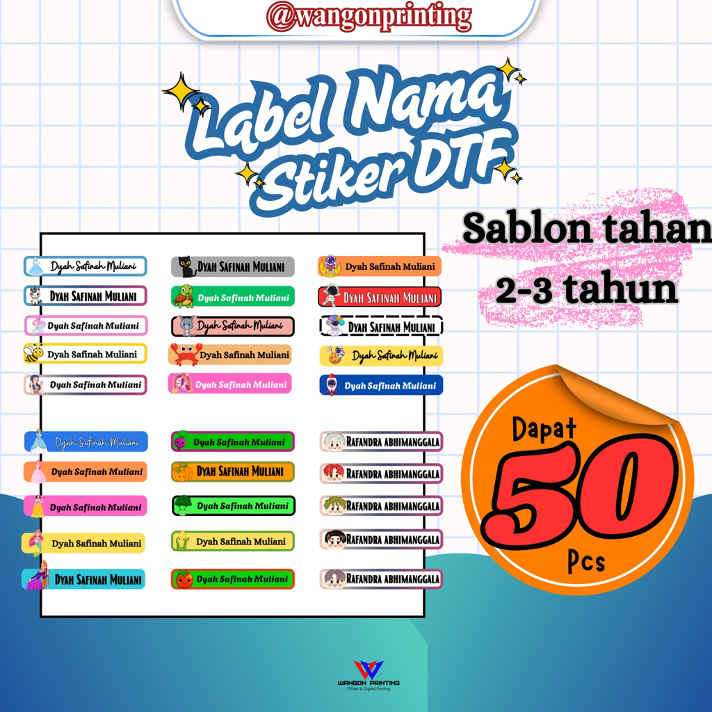 

Label Nama DTF Stiker Sablon Untuk Seragam Sekolah Anak dapat menggunakan gosokan