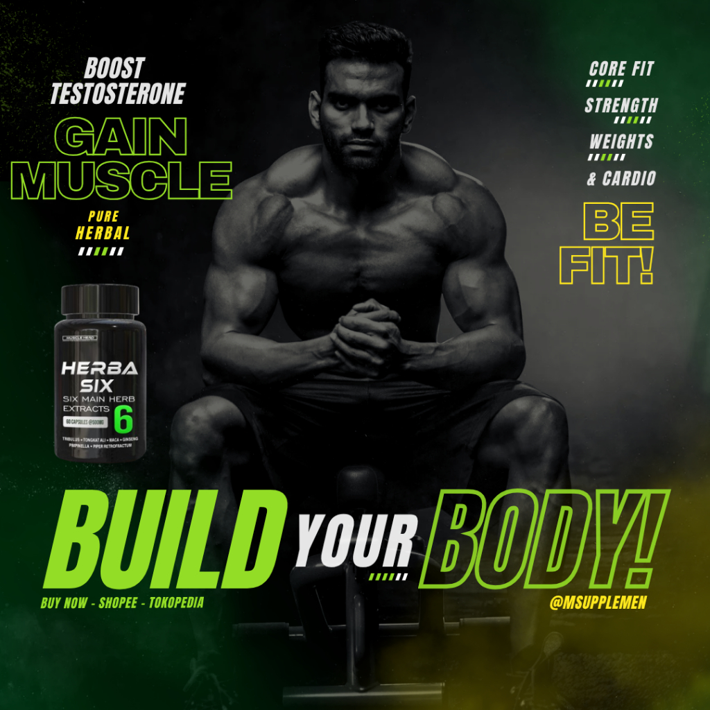 HERBA SIX Testosterone Booster | Tongkat Ali Tribulus Ginseng purwaceng macca piper | BPOM HALAL