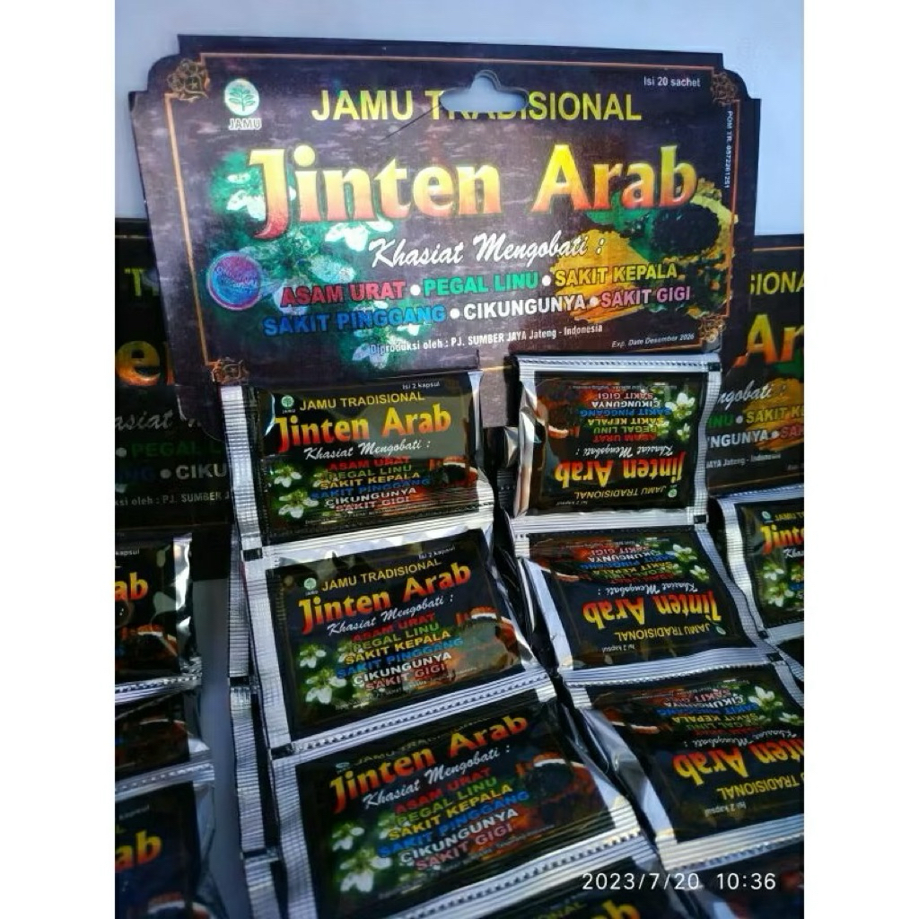 jinten arab kapsul asam urat pegal linu original 100%kemasan  hanger isi 20 sachet (2kapsul)