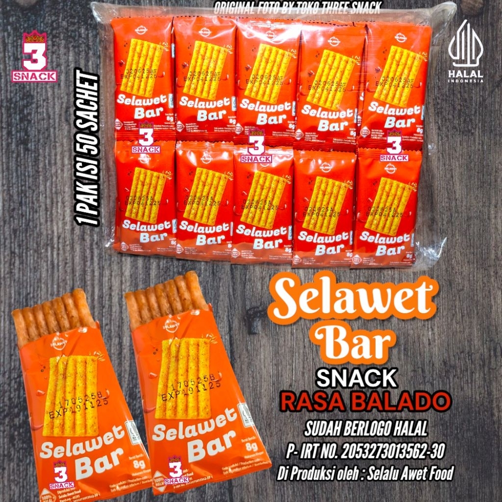 

1 PAK SNACK PEDAS SELAWET BAR ISI 50 SACHET