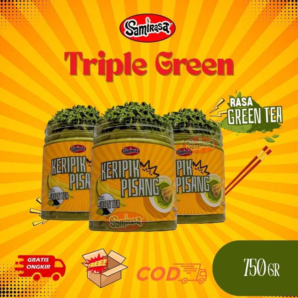 

Keripik Pisang Green tea Lumer / Kripik Pisang Rasa Greentea SAMIRASA 750Gr - [Makanan Manis Kripik Matcha Green tea Banana Cemilan Snack Viral Premium Cokelat]