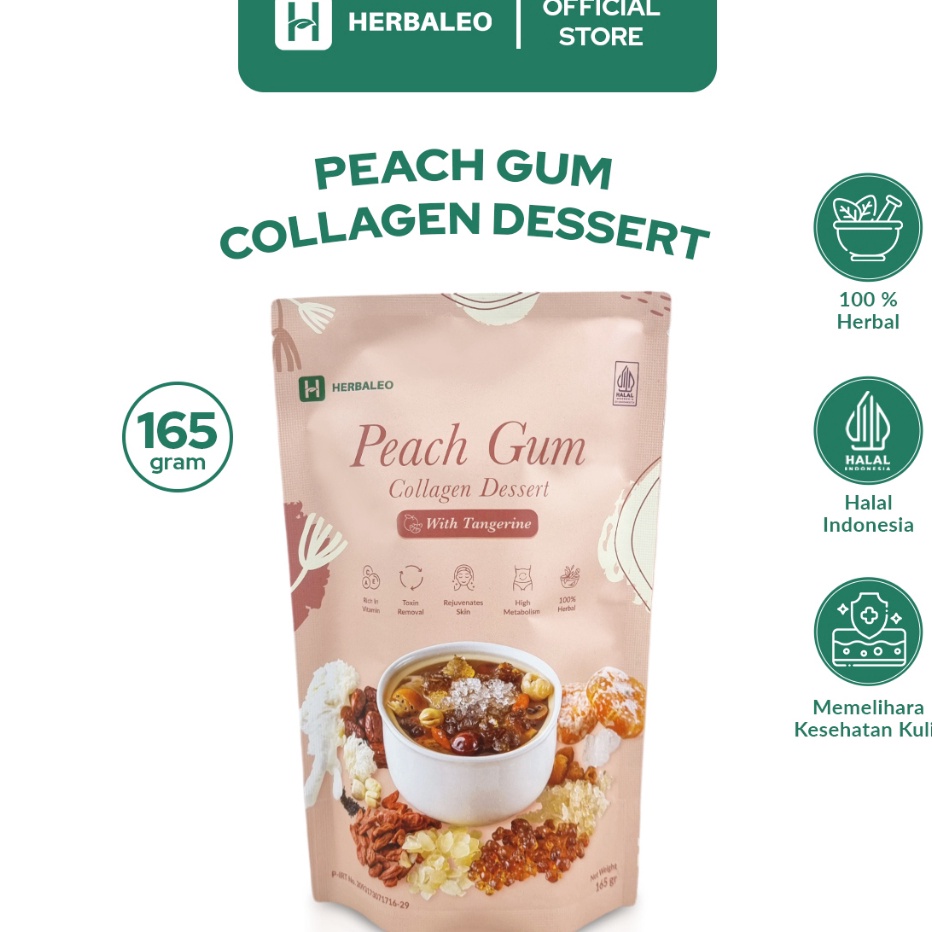 

Baru Herbaleo Collagen Dessert Peach Gum 165 GR with Tangerine Halal SP13
