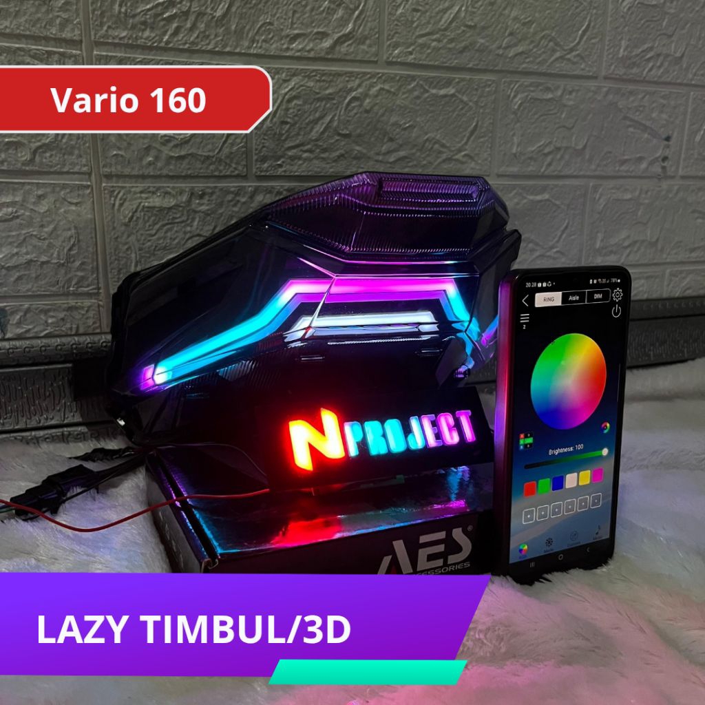 Stoplamp Lazzy 3D/Timbul Vario 160 RGB 210 Mode by Nproject